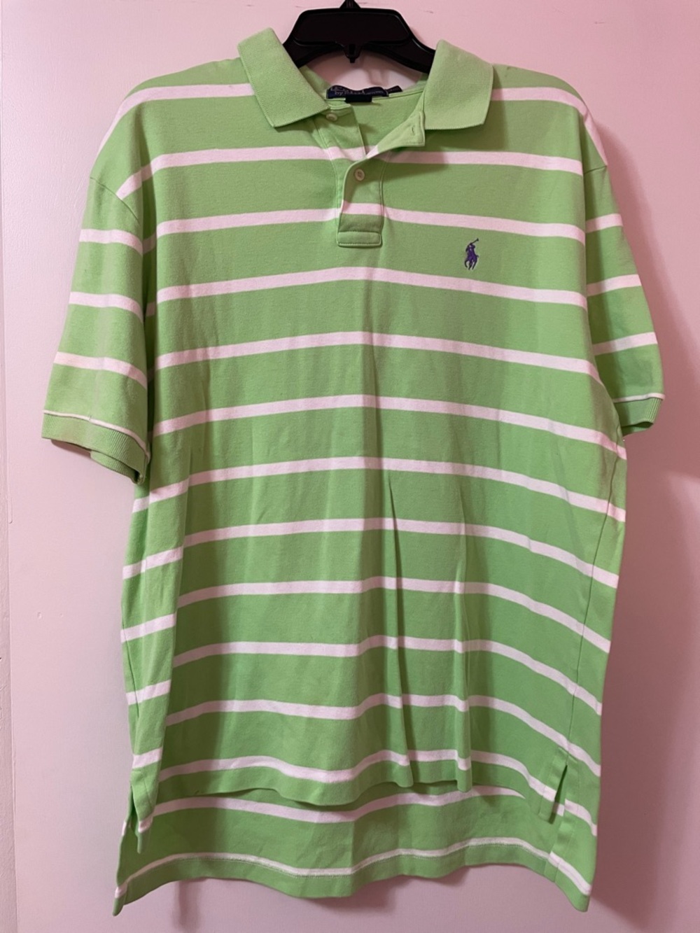 Y2K style Polo Ralph Lauren green striped polo shirt